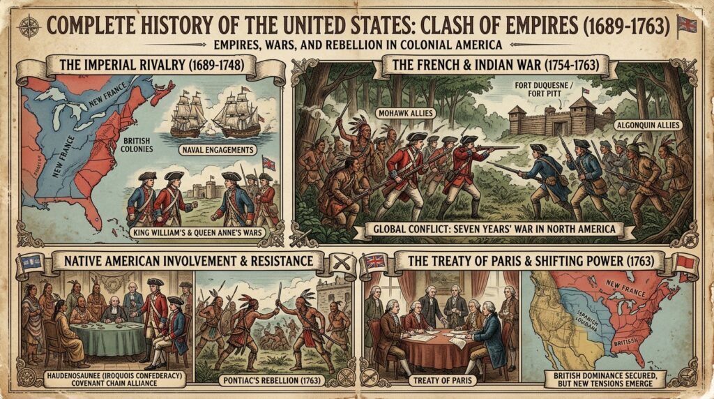 Video - The Complete History of the United States Documentary The Clash of Empires Empires, Wars, and Rebellion Part 2 (1689-1763) (USA US) - VideoTAT.com